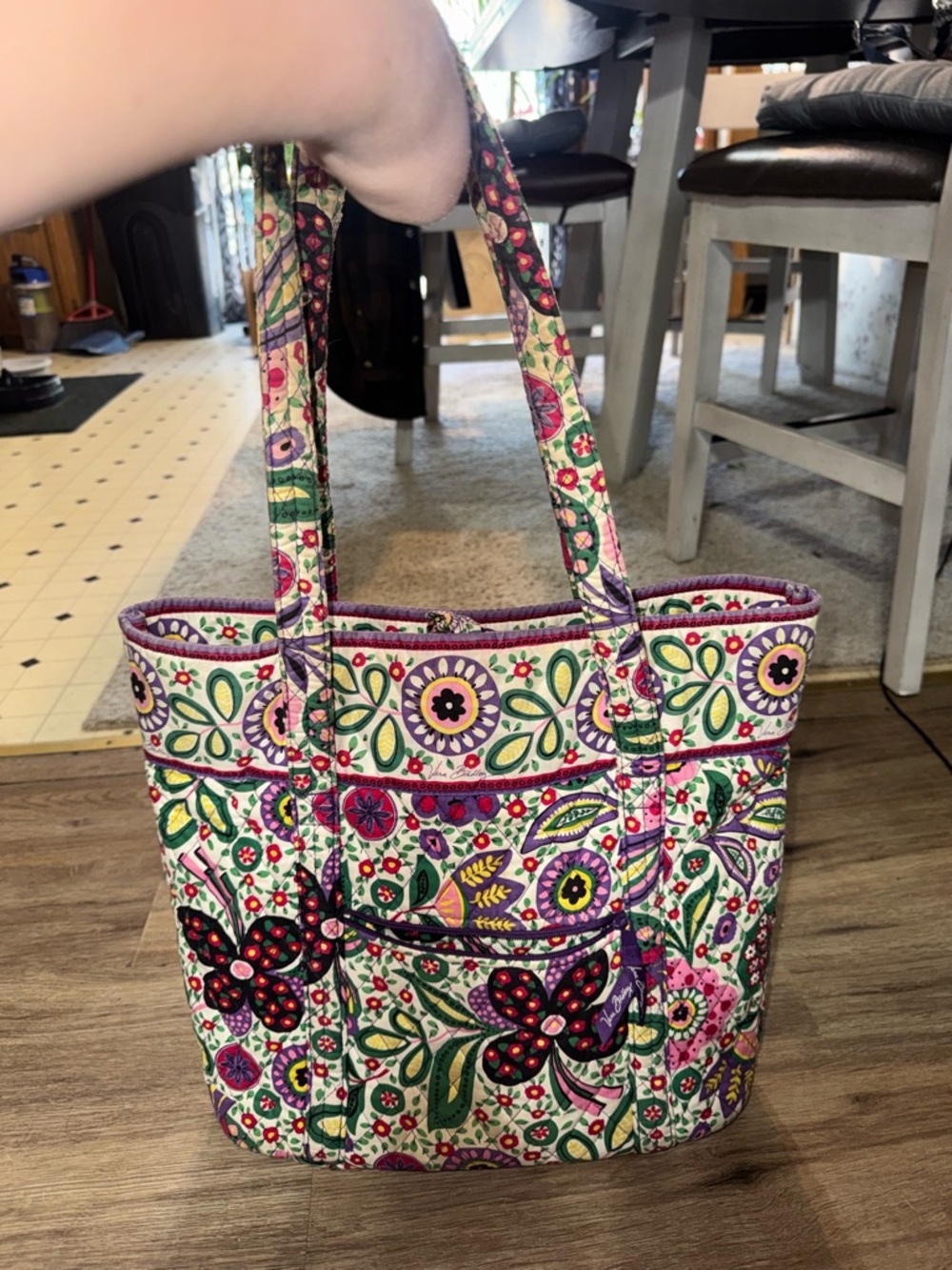 Vera Bradley Shoulder Tote Bag In Retired Viva La Vera Pattern
